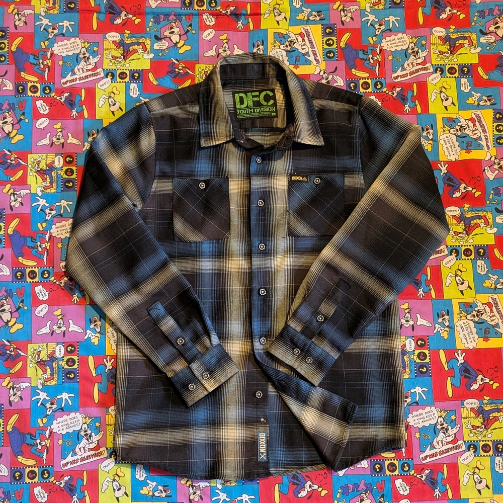 DIXXON Black and Blue Plaid Button Down Shirt